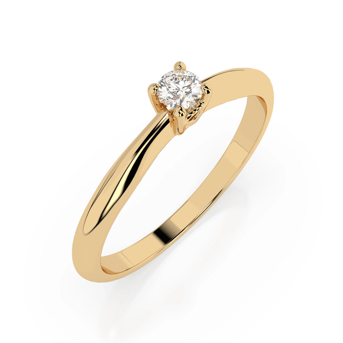 Inel de Logodnă Solitaire din Aur, Diamant Rotund Briliant 0,06 CT