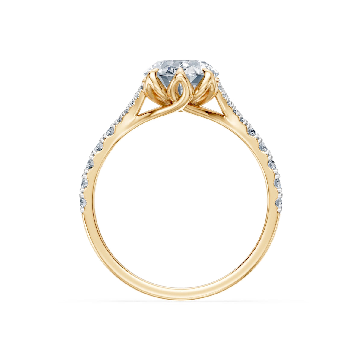 Inel de Logodnă din Aur cu Diamant Central Oval și Diamante Laterale 2,37 CT