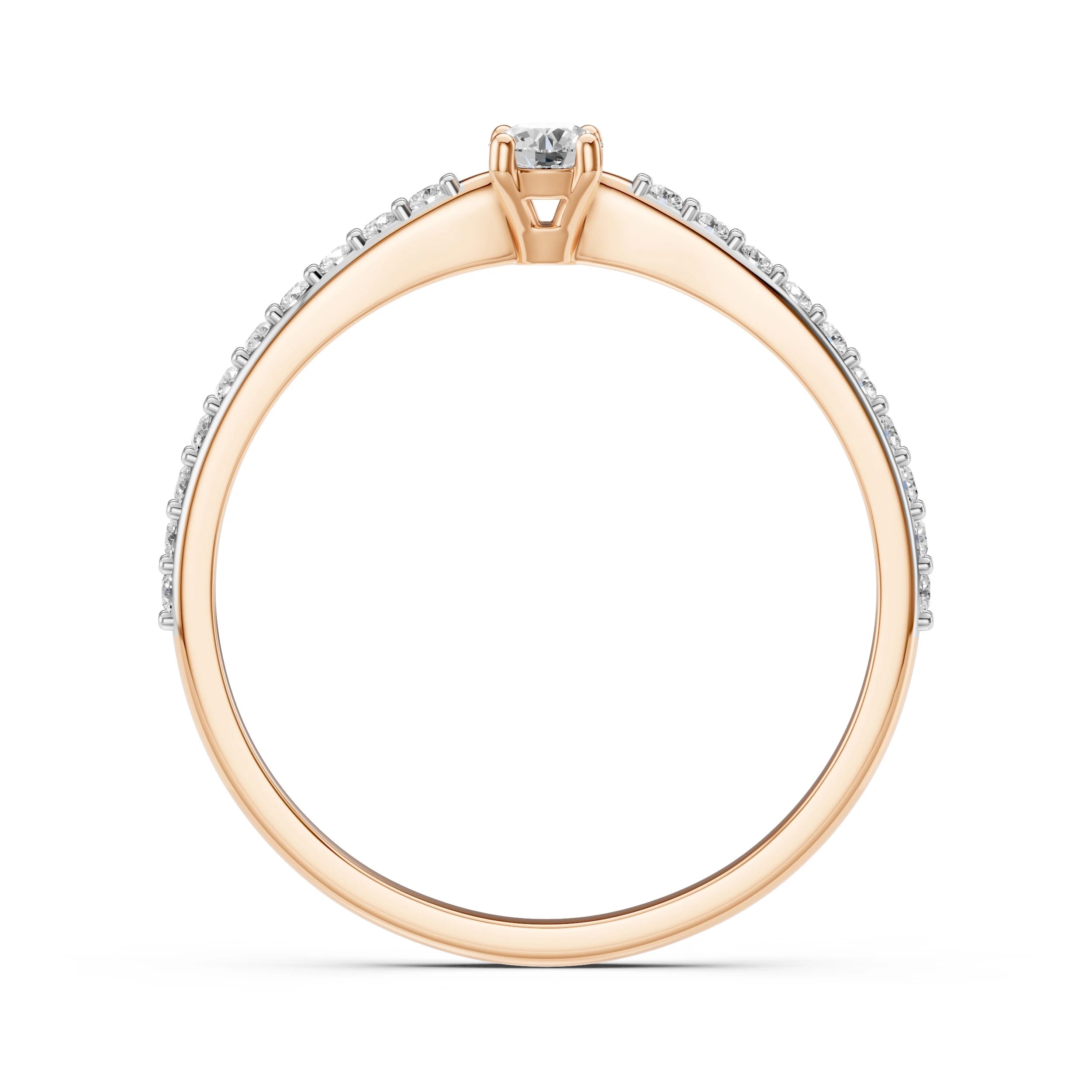 Inel de Logodnă din Aur cu Diamant Central și Diamante Laterale Rotunde 0.26 CT