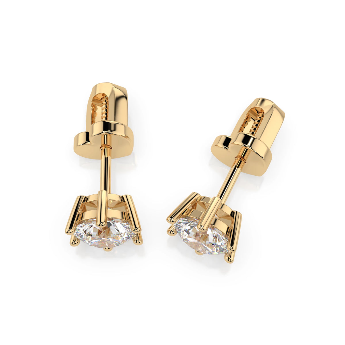 Cercei din Aur cu Diamante, Forma Rotund Briliant, 1,00 CT