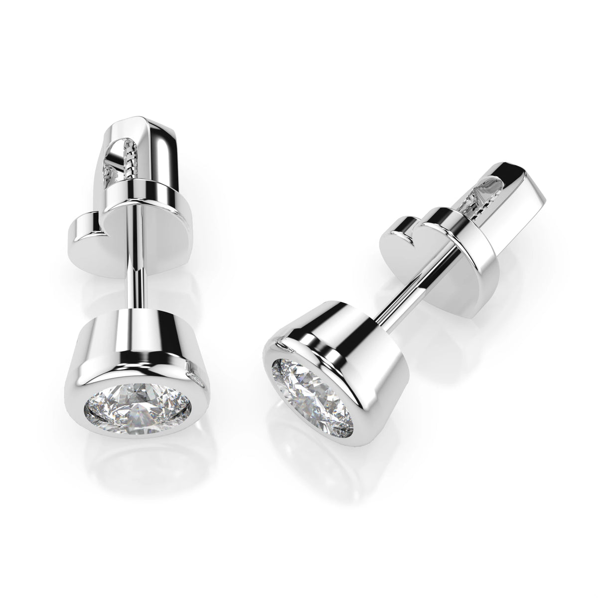 Cercei din Aur cu Diamante, Forma Rotund Briliant, 0,40 CT