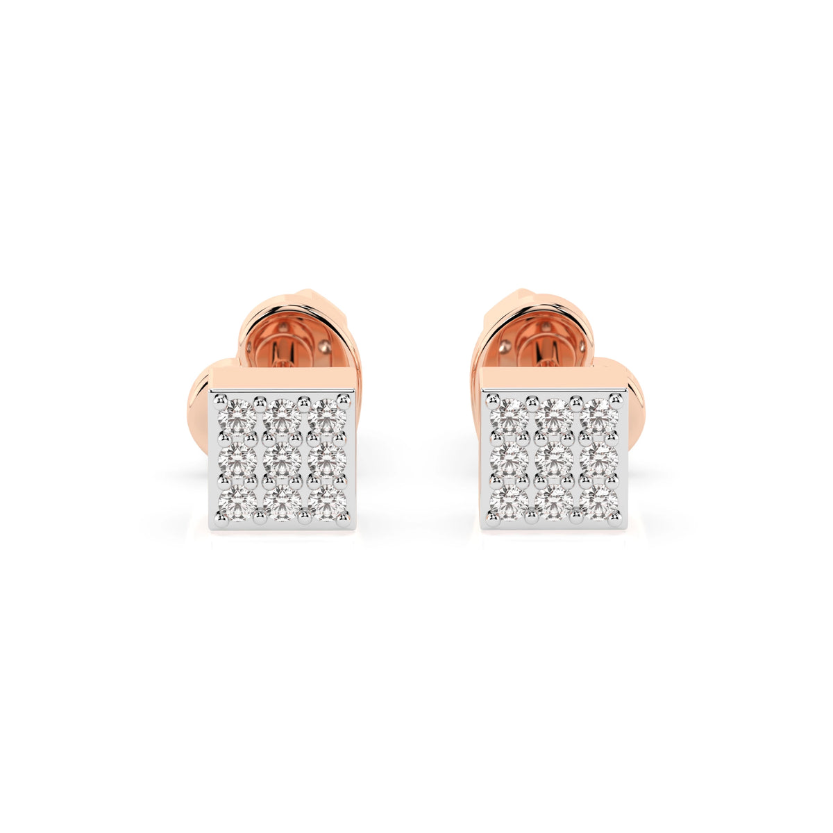 Cercei din Aur cu Diamante, Forma Rotund Briliant, 0,11 CT
