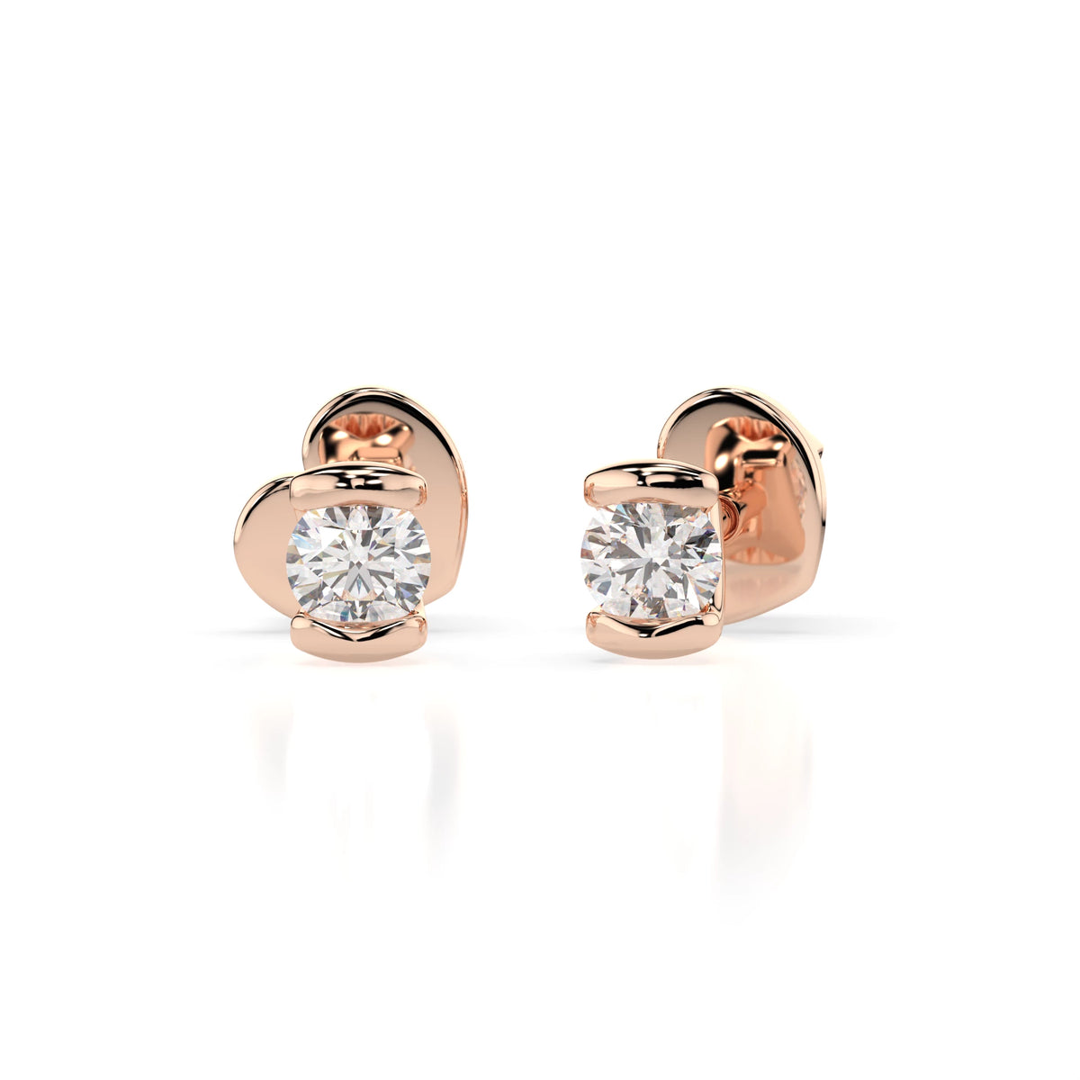 Cercei din Aur cu Diamante, Forma Rotund Briliant, 0,12 CT
