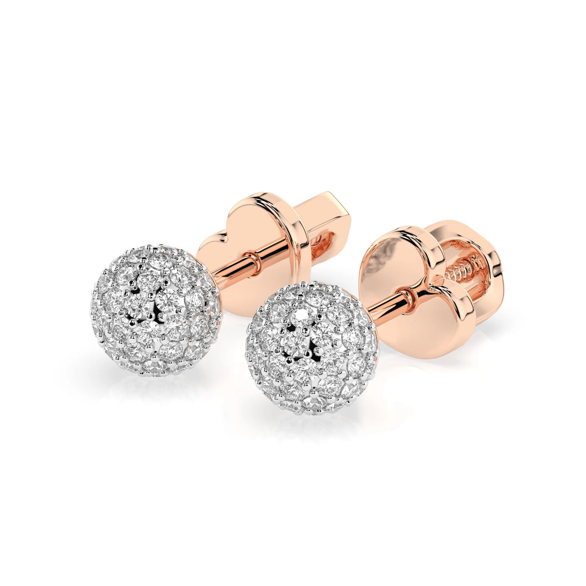 Cercei din Aur cu Diamante, Forma Rotund Briliant, 0,46 CT