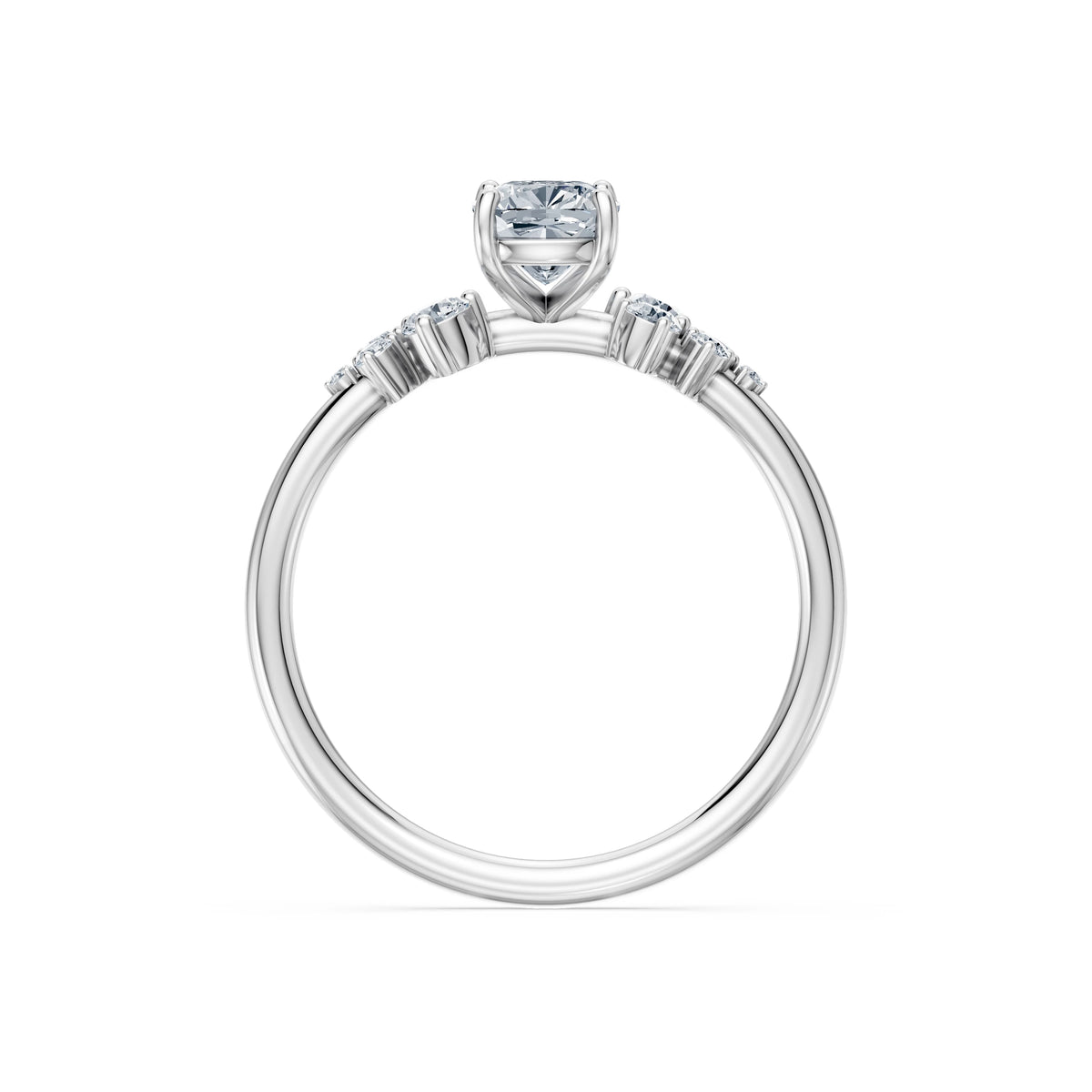 Inel de Logodnă din Aur cu Diamant Central Cushion și Diamante Laterale 1,25 CT