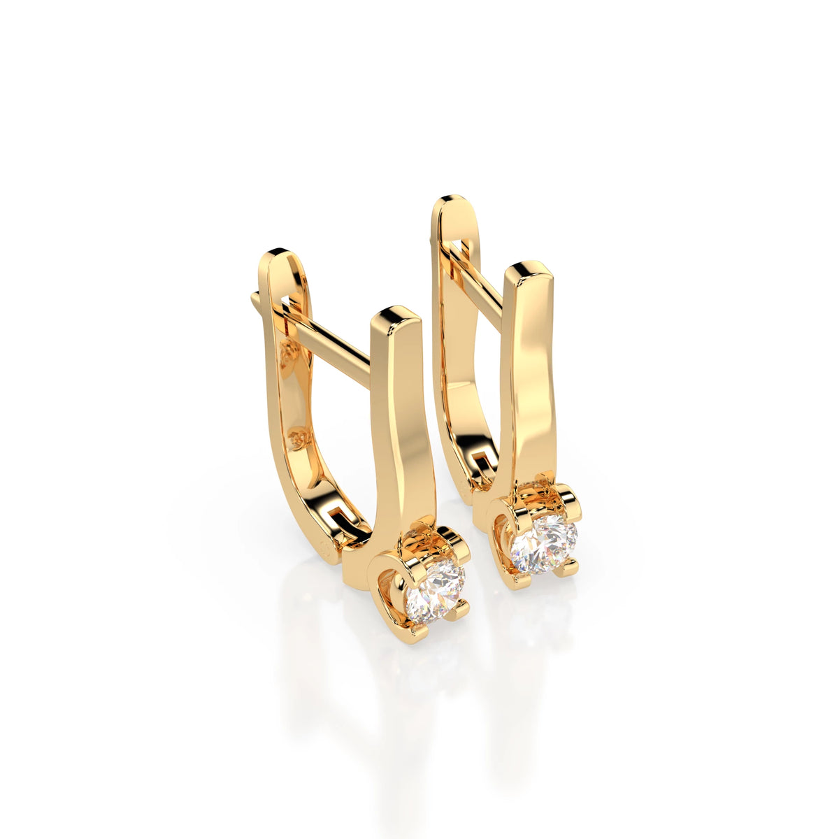 Cercei din Aur cu Diamante, Forma Rotund Briliant, 0,20 CT