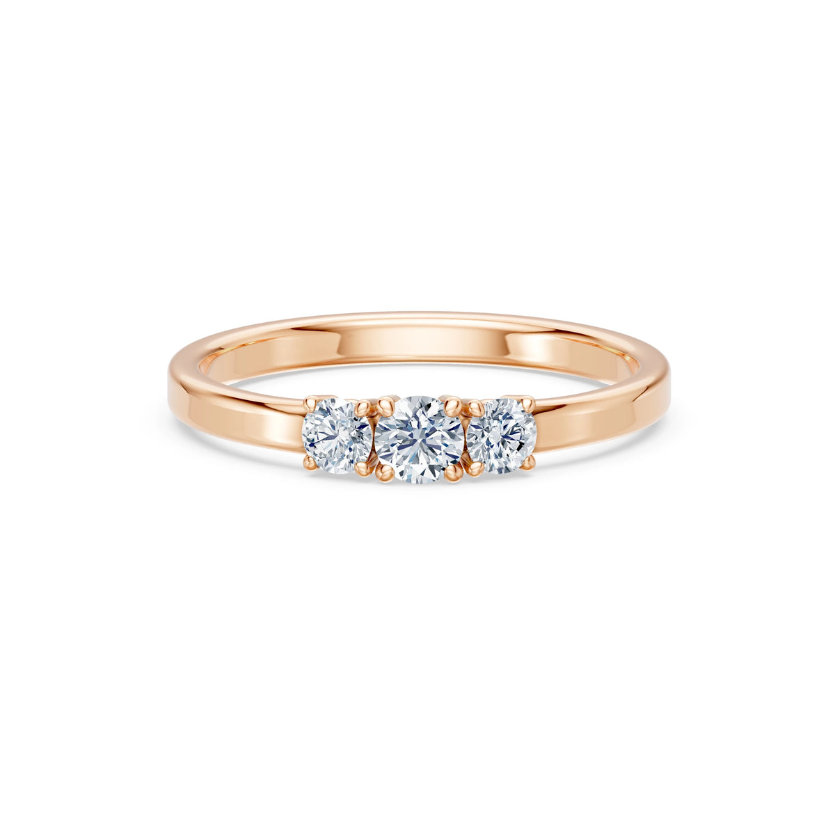Inel de Logodnă din Aur cu Diamant Central Rotund Briliant și Diamante Laterale 0,33 CT