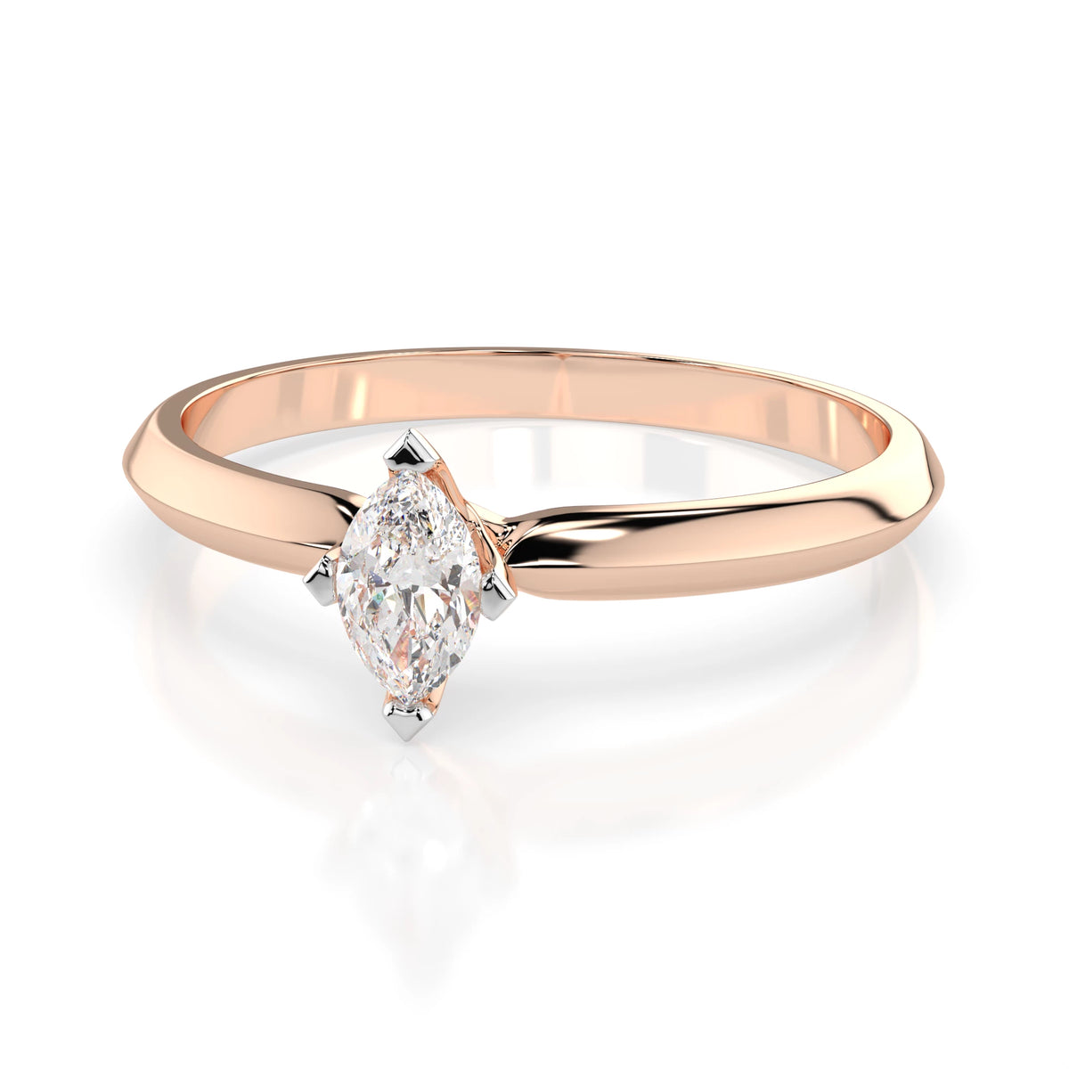 Inel de Logodnă Solitaire din Aur, Diamant Marquise 0,10 CT