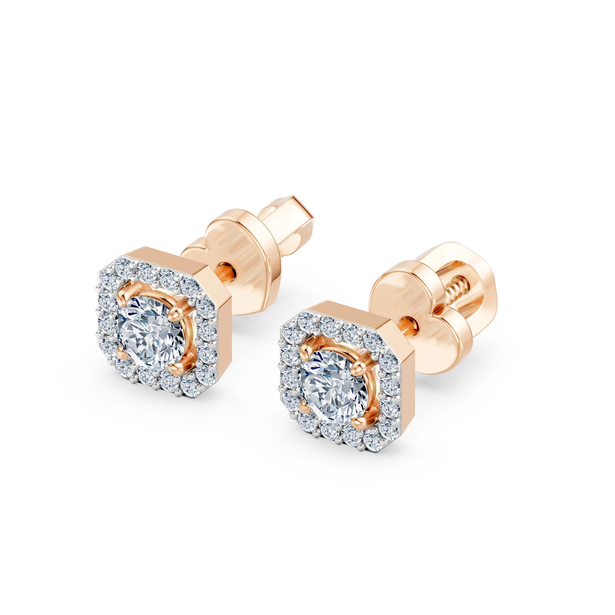 Cercei din Aur cu Diamante, Forma Cushion, 0,59 CT