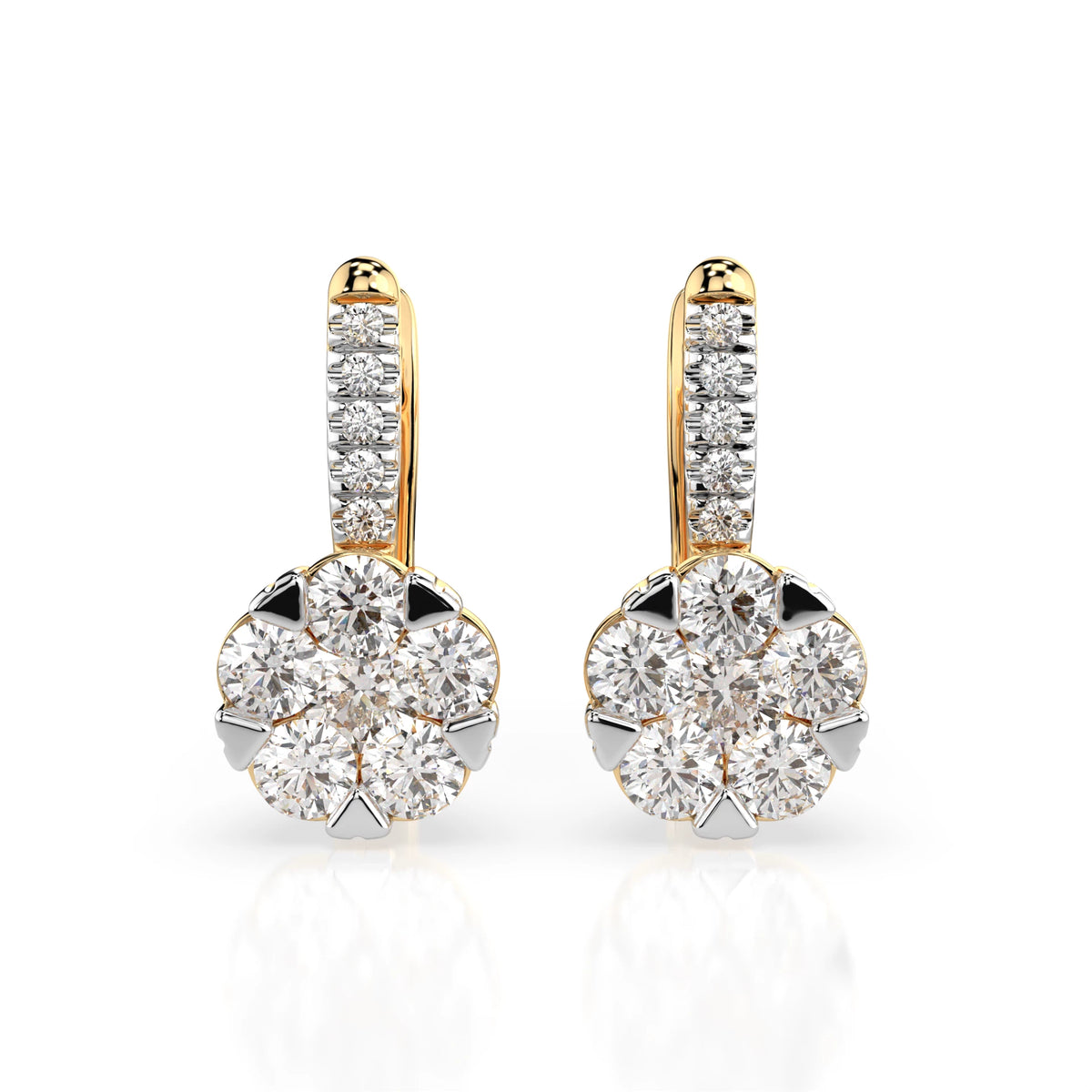 Cercei din Aur cu Diamante, Forma Rotund Briliant, 1,25 CT