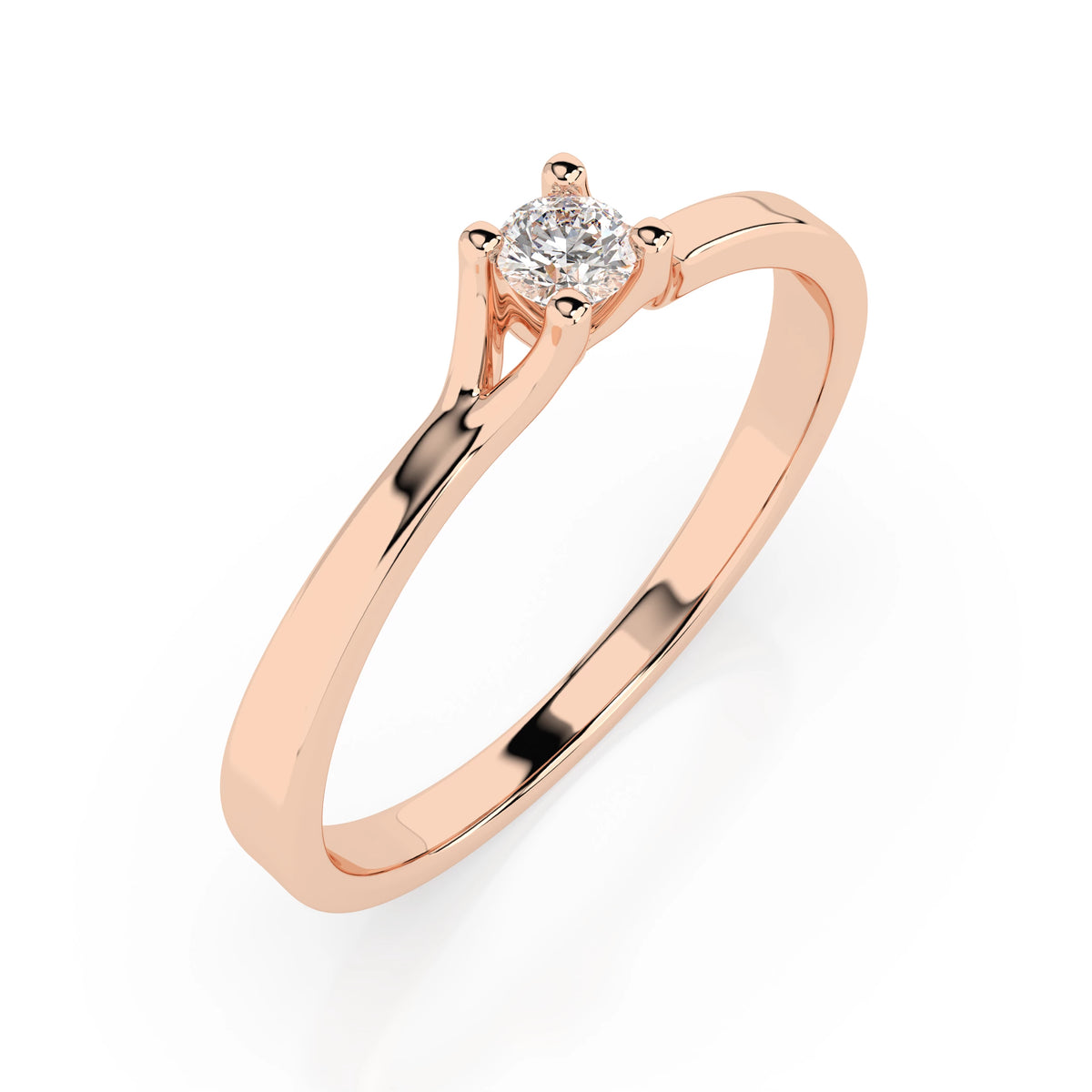 Inel de Logodnă Solitaire din Aur, Diamant Rotund Briliant 0,06 CT