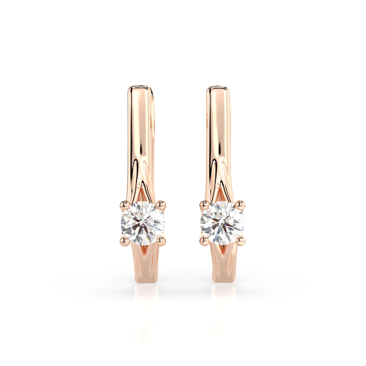 Cercei din Aur cu Diamante, Forma Rotund Briliant, 0,20 CT