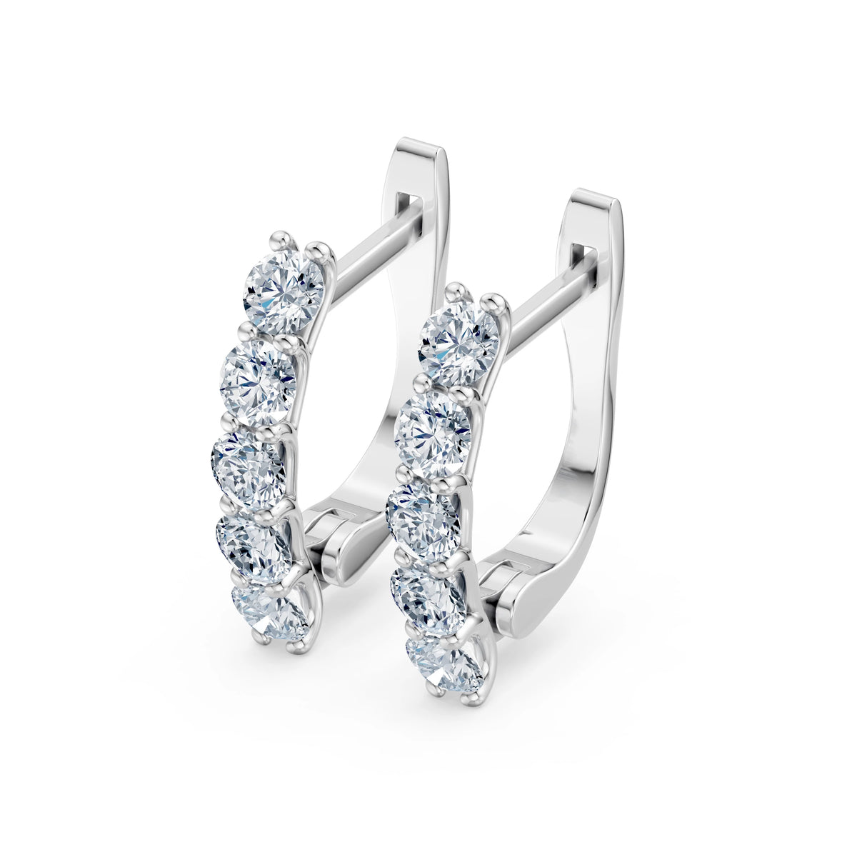 Cercei din Aur cu Diamante, Forma Rotund Briliant, 1,00 CT