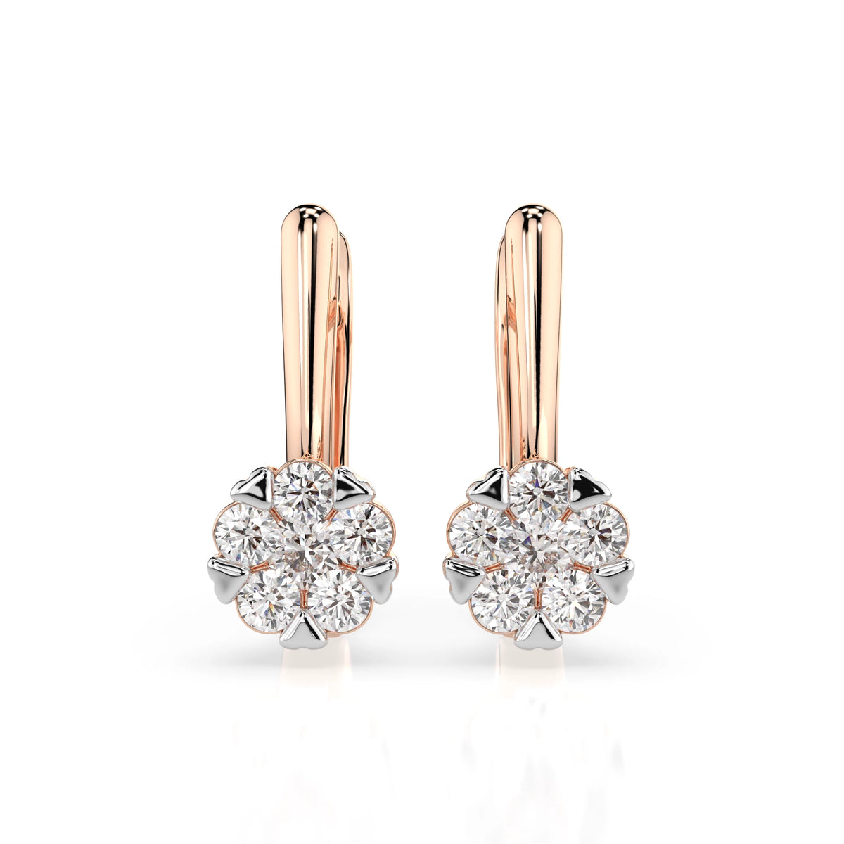 Cercei din Aur cu Diamante, Forma Rotund Briliant, 0,42 CT