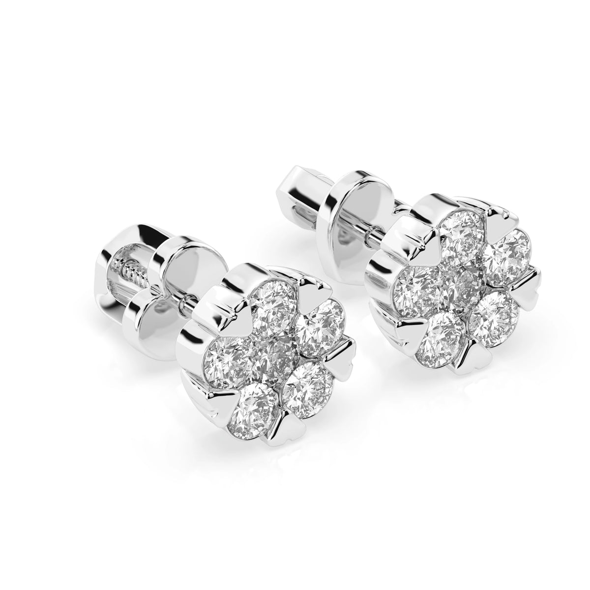 Cercei din Aur cu Diamante, Forma Rotund Briliant, 0,73 CT
