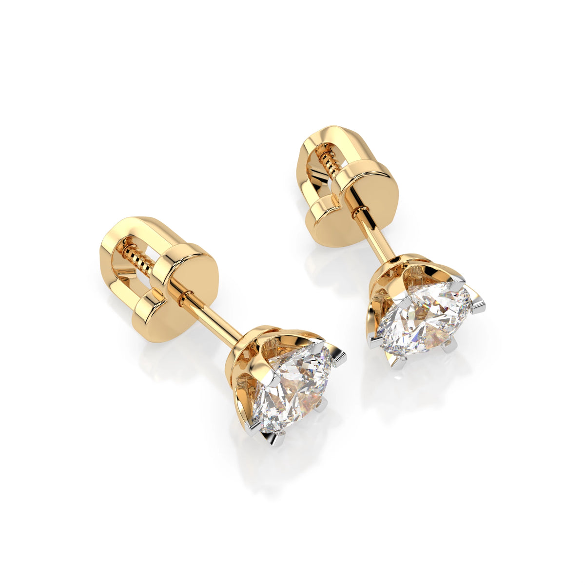 Cercei din Aur cu Diamante, Forma Rotund Briliant, 0,90 CT