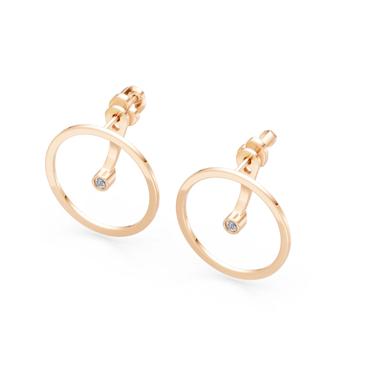 Cercei din Aur cu Diamante, Forma Rotund Briliant, 0,06 CT