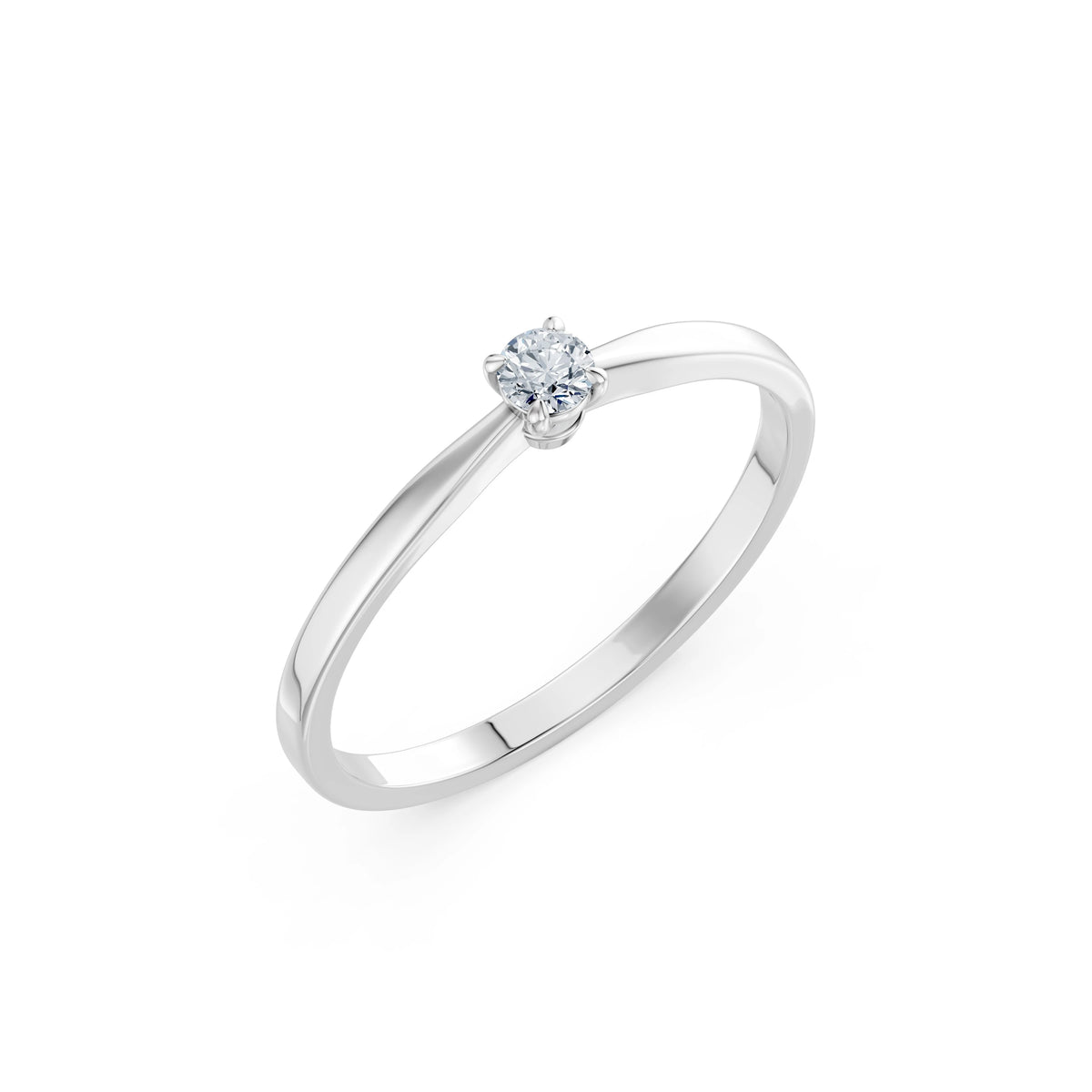 Inel de Logodnă Solitaire din Aur, Diamant Rotund Briliant 0,10 CT