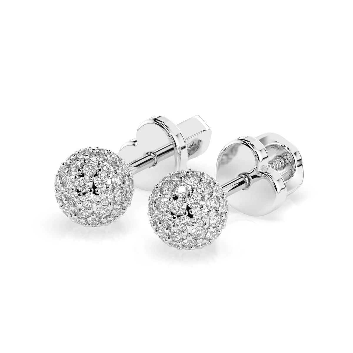 Cercei din Aur cu Diamante, Forma Rotund Briliant, 0,46 CT