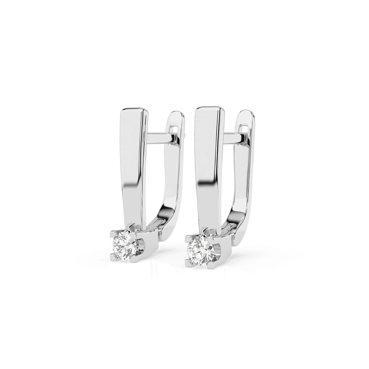 Cercei din Aur cu Diamante, Forma Rotund Briliant, 0,15 CT