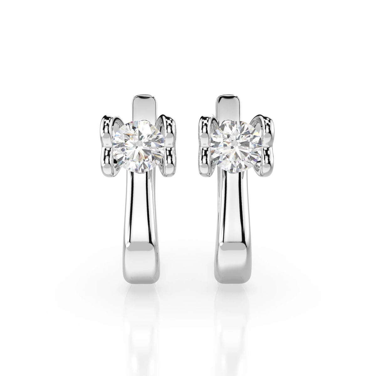 Cercei din Aur cu Diamante, Forma Rotund Briliant, 0,50 CT