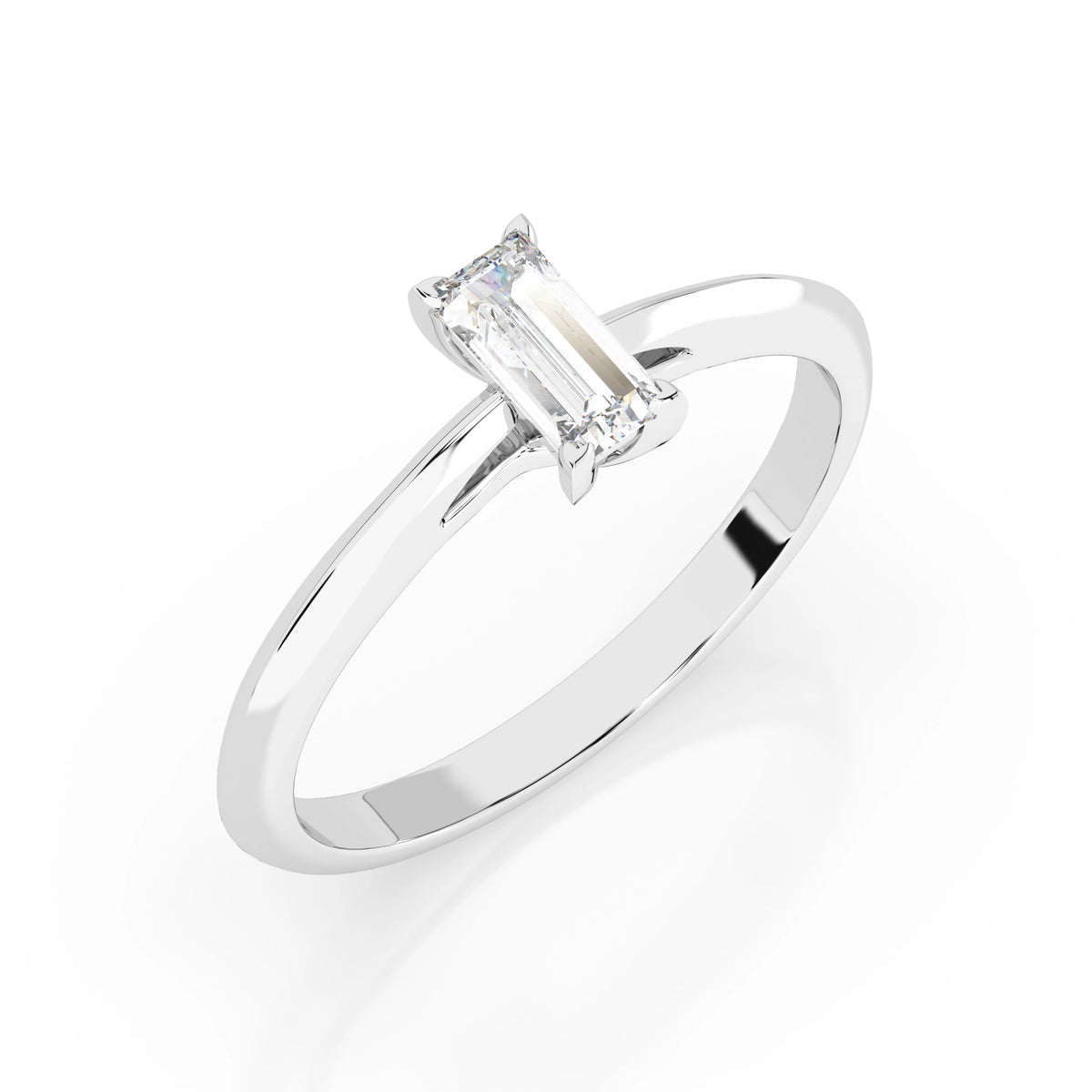 Inel de Logodnă Solitaire din Aur, Diamant Baguette 0,30 CT