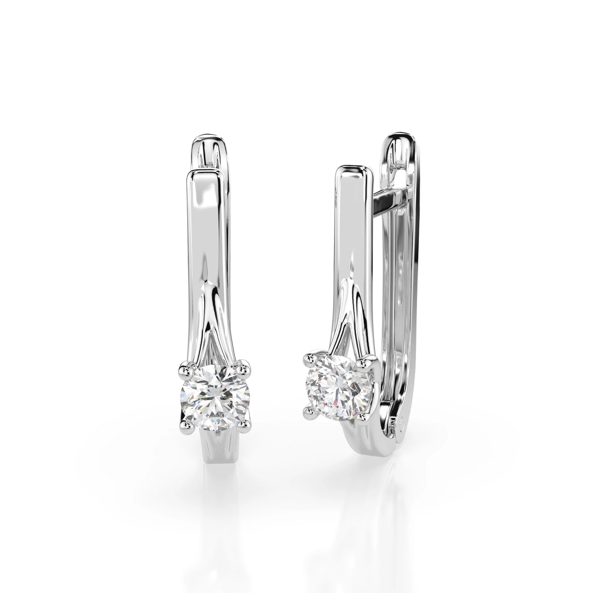 Cercei din Aur cu Diamante, Forma Rotund Briliant, 0,20 CT