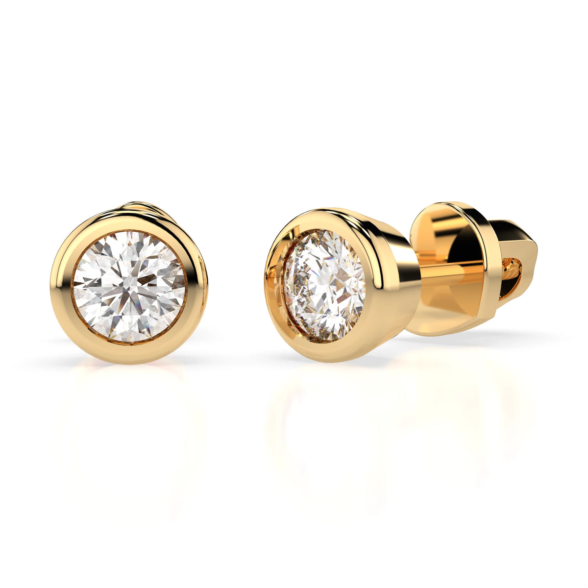 Cercei din Aur cu Diamante, Forma Rotund Briliant, 0,40 CT