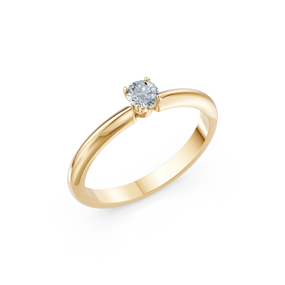 Inel de Logodnă Solitaire din Aur, Diamant Rotund Briliant 0,20 CT