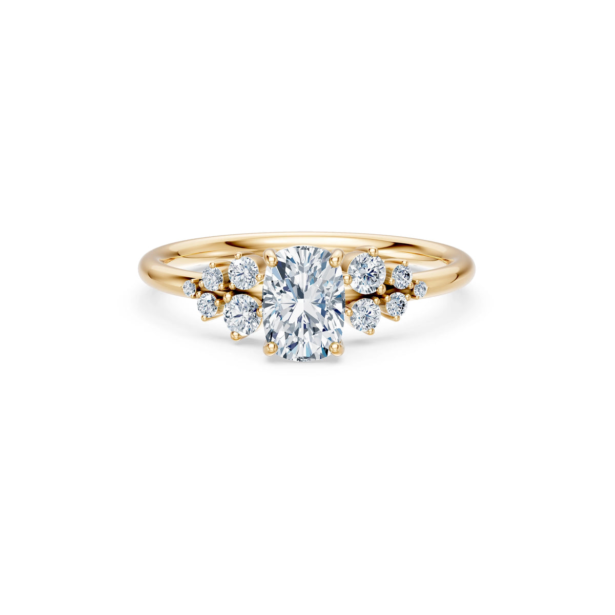 Inel de Logodnă din Aur cu Diamant Central Cushion și Diamante Laterale 1,25 CT