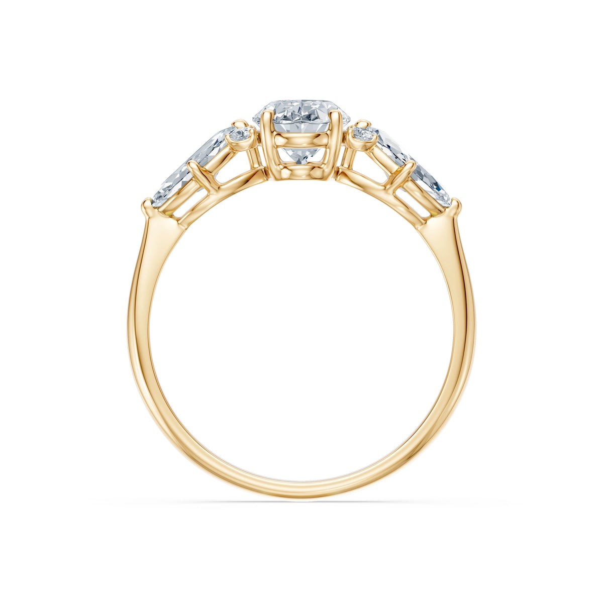 Inel de Logodnă din Aur cu Diamant Central Oval și Diamante Laterale 1,67 CT