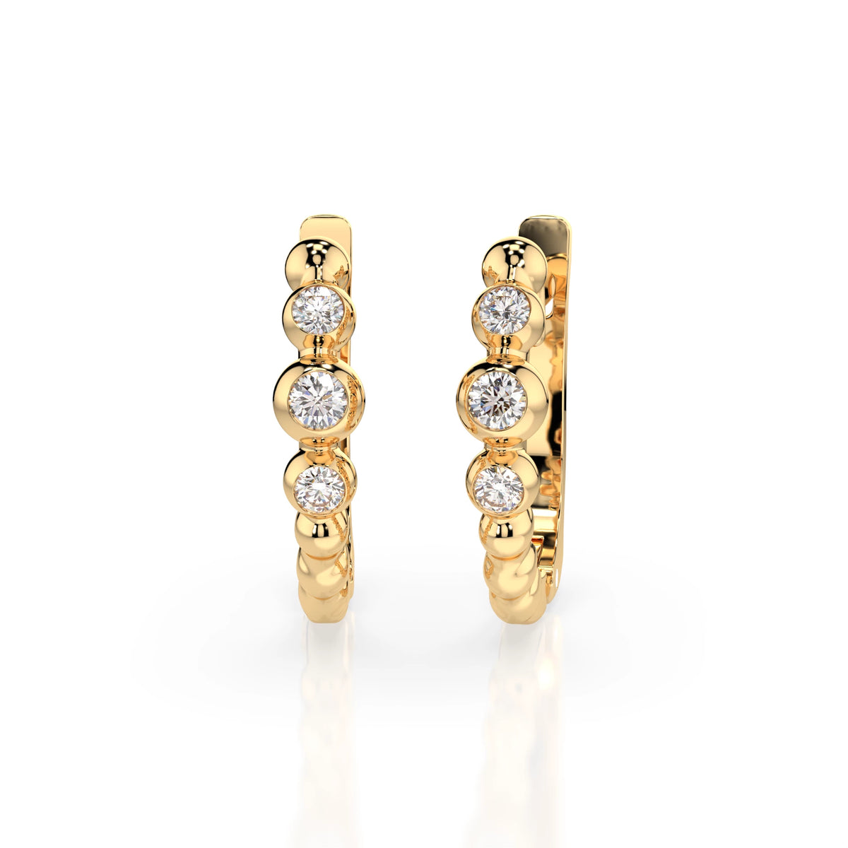 Cercei din Aur cu Diamante, Forma Rotund Briliant, 0,16 CT