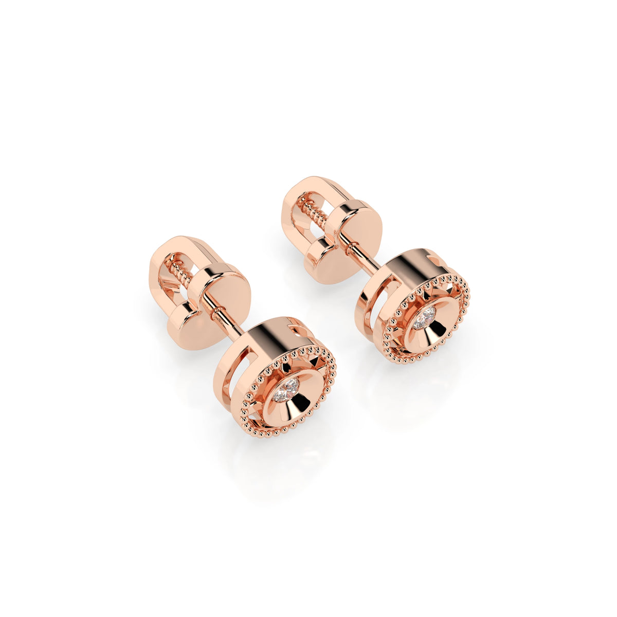 Cercei din Aur cu Diamante, Forma Rotund Briliant, 0,04 CT
