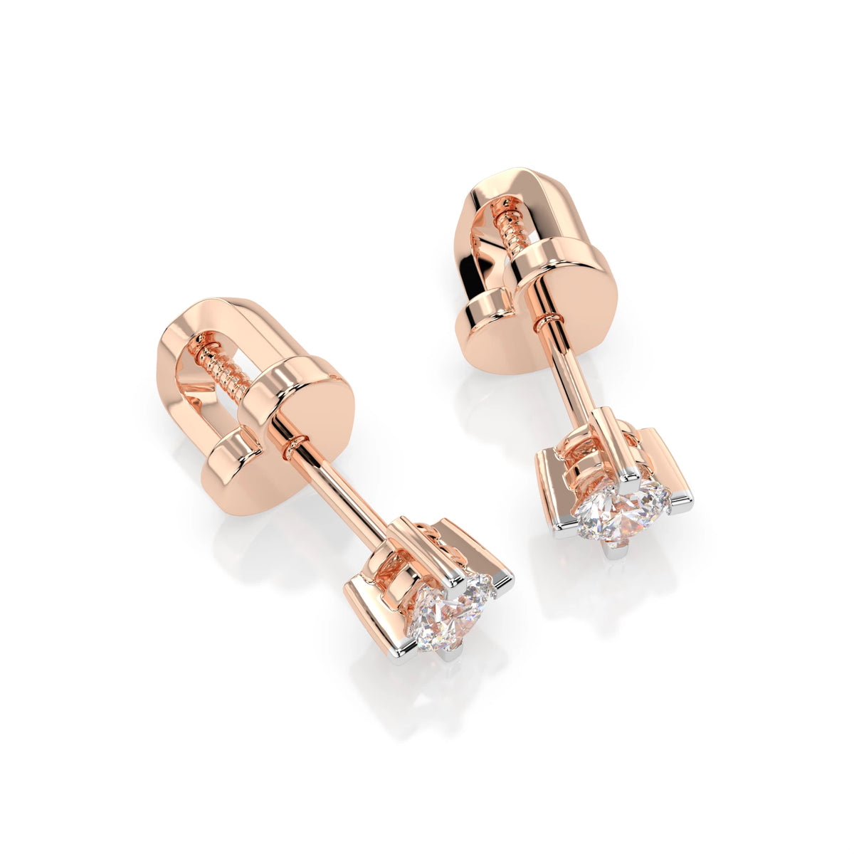 Cercei din Aur cu Diamante, Forma Rotund Briliant, 0,12 CT