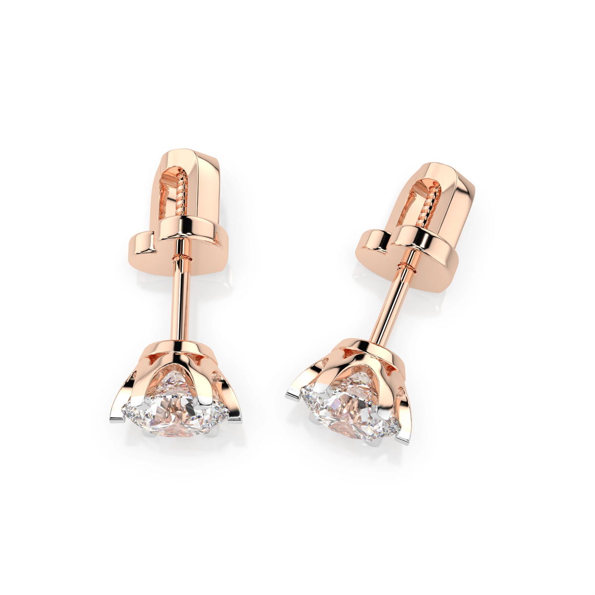 Cercei din Aur cu Diamante, Forma Rotund Briliant, 0,90 CT