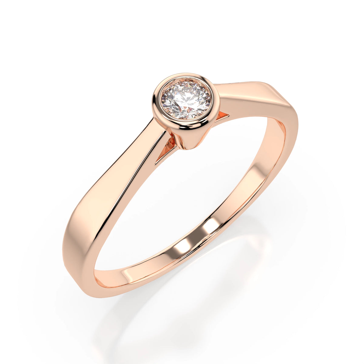 Inel de Logodnă Solitaire din Aur, Diamant Rotund Briliant 0,15 CT