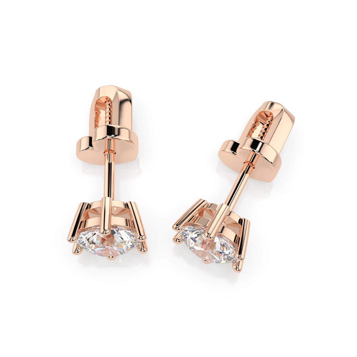 Cercei din Aur cu Diamante, Forma Rotund Briliant, 0,80 CT