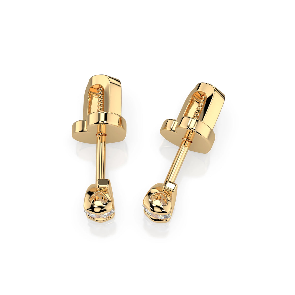 Cercei din Aur cu Diamante, Forma Rotund Briliant, 0,12 CT