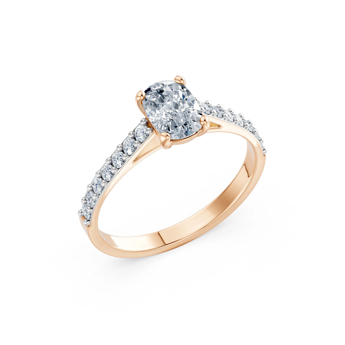Inel de Logodnă din Aur cu Diamant Central Cushion și Diamante Laterale 1,28 CT