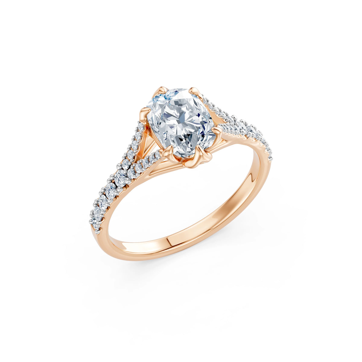 Inel de Logodnă din Aur cu Diamant Central Cushion și Diamante Laterale 1,81 CT