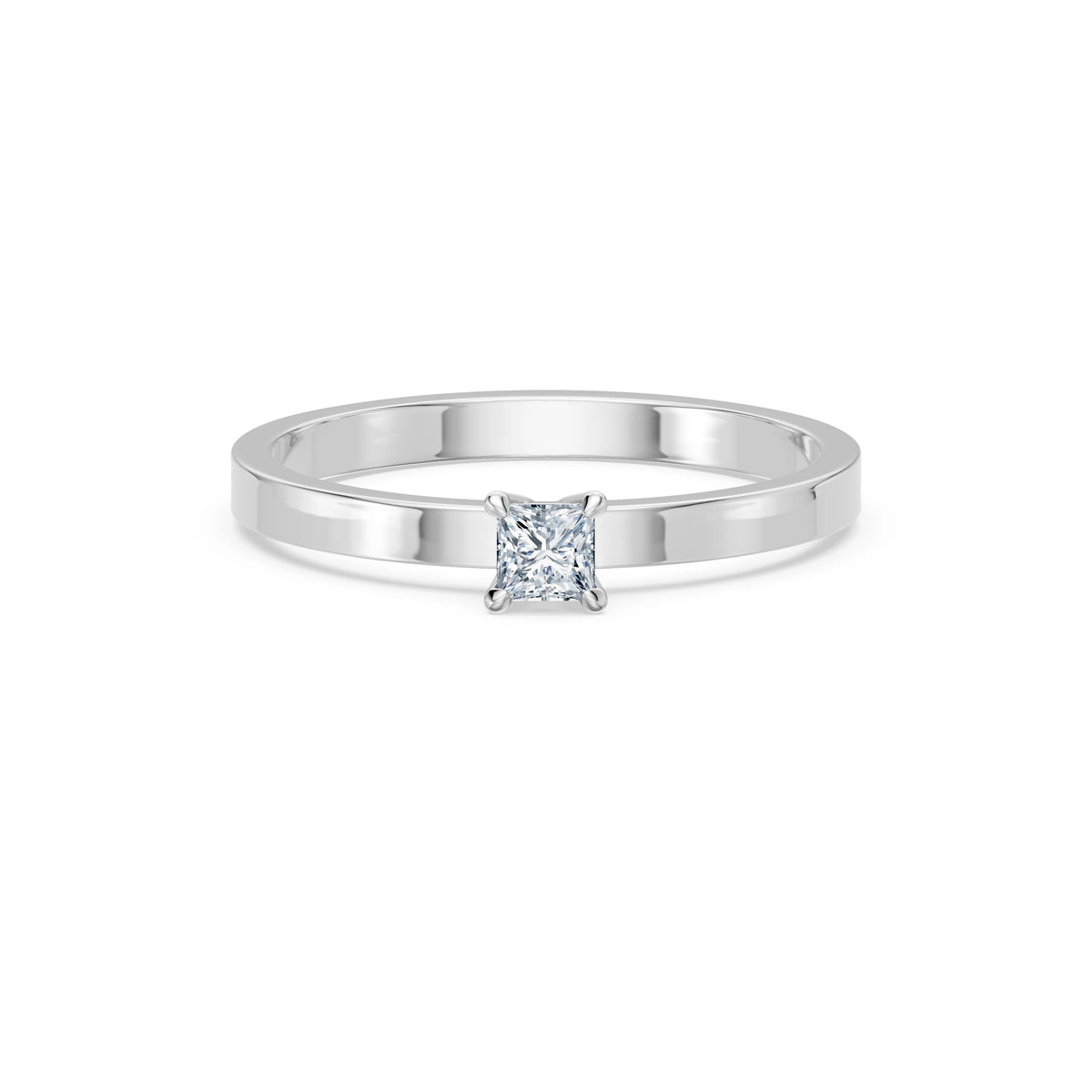 Inel de Logodnă Solitaire din Aur, Diamant Princess 0,17 CT