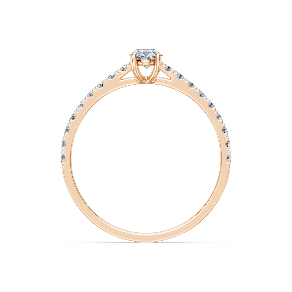 Inel de Logodnă din Aur cu Diamant Central Oval și Diamante Laterale 0,53 CT