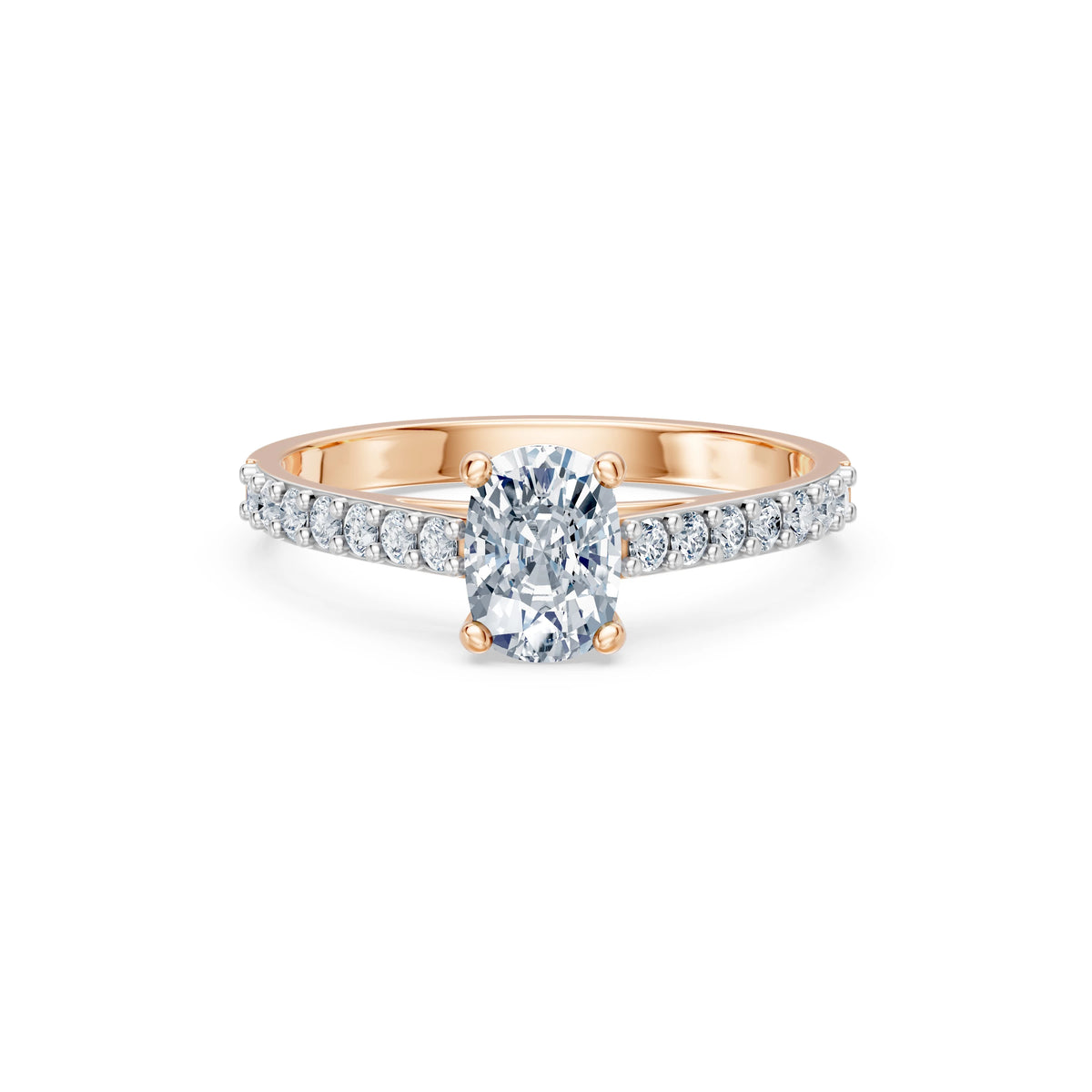 Inel de Logodnă din Aur cu Diamant Central Cushion și Diamante Laterale 1,28 CT