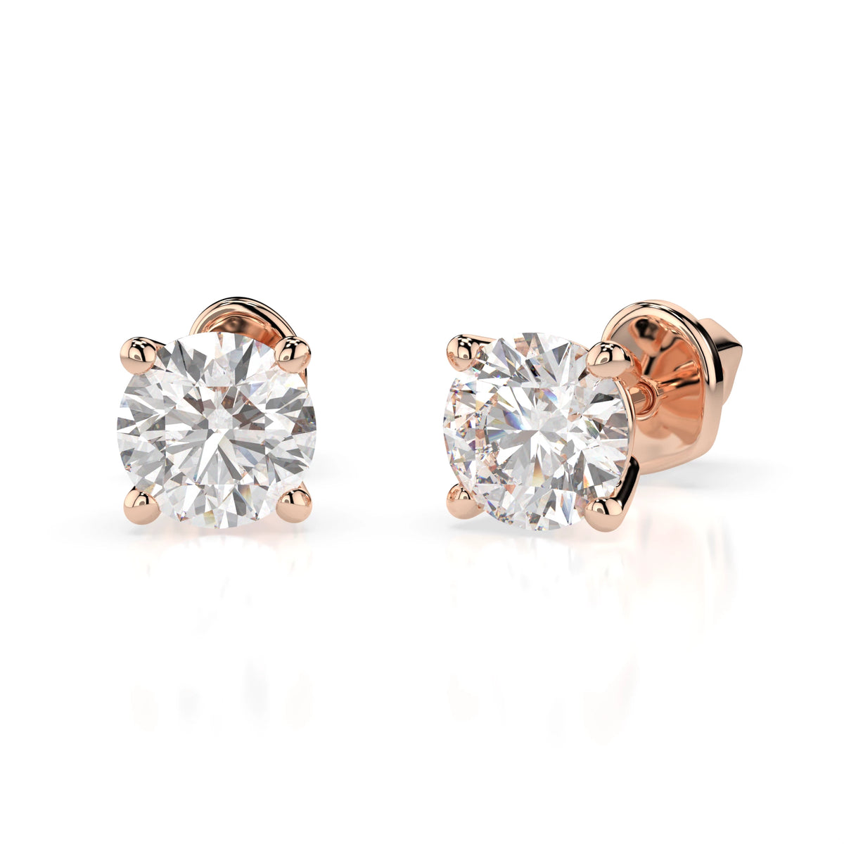 Cercei din Aur cu Diamante, Forma Rotund Briliant, 1,00 CT