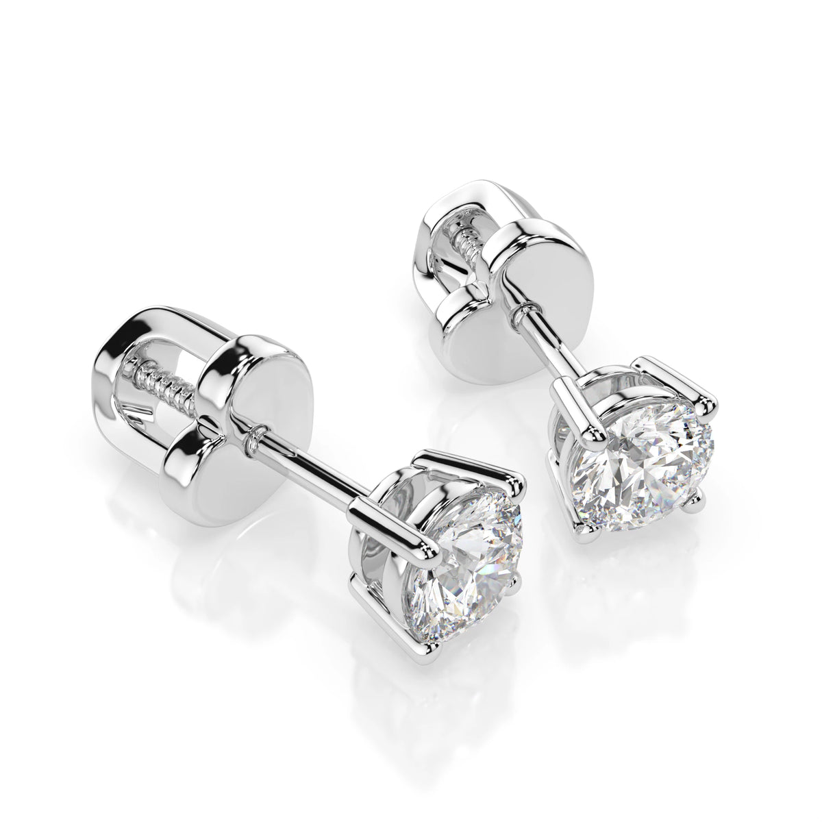 Cercei din Aur cu Diamante, Forma Rotund Briliant, 0,50 CT