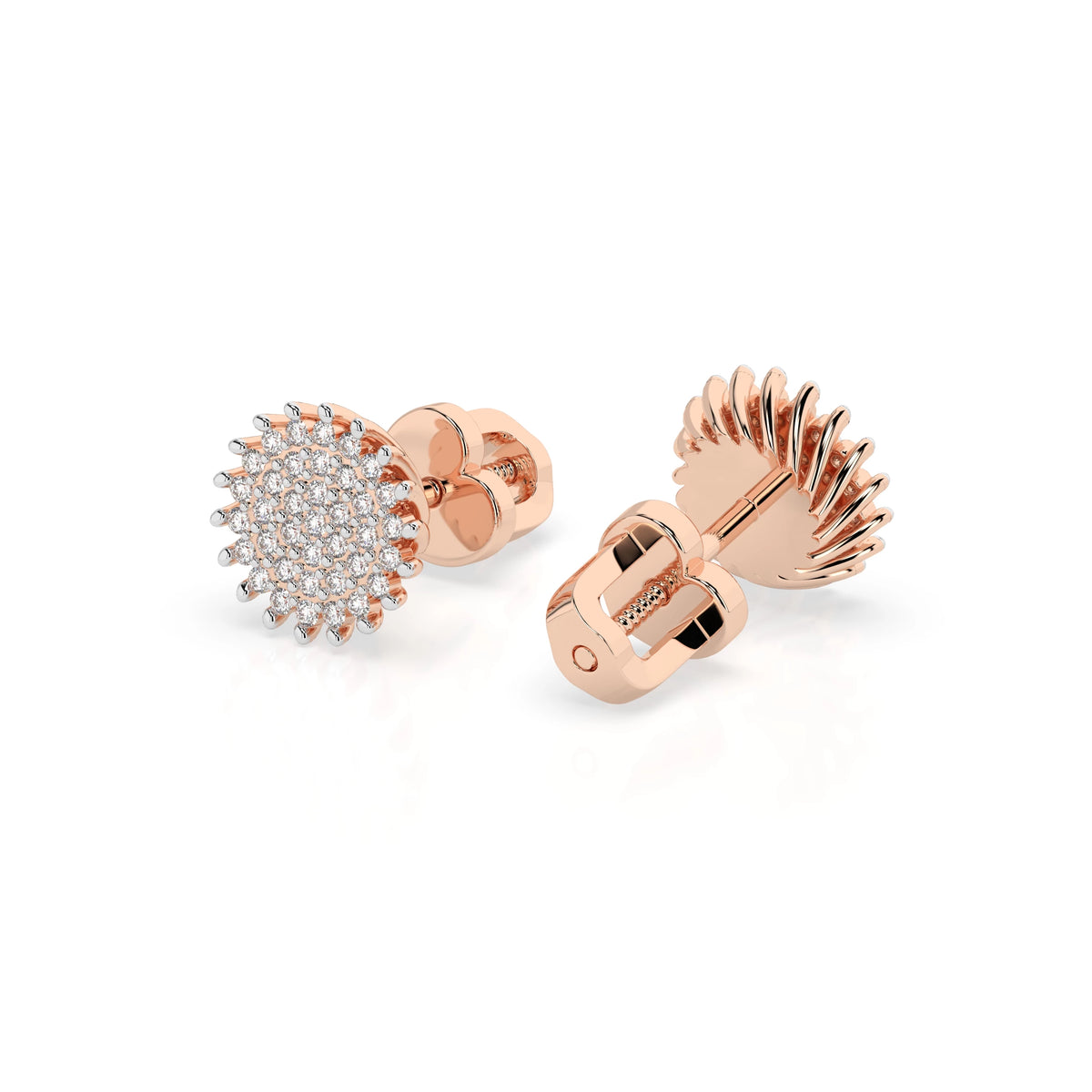 Cercei din Aur cu Diamante, Forma Rotund Briliant, 0,30 CT