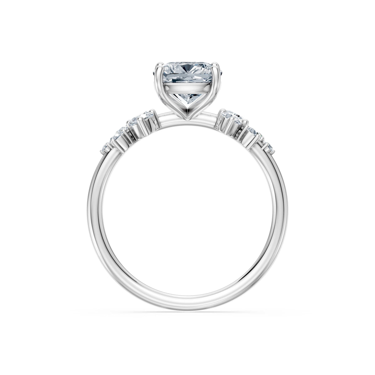 Inel de Logodnă din Aur cu Diamant Central Cushion și Diamante Laterale 2,36 CT