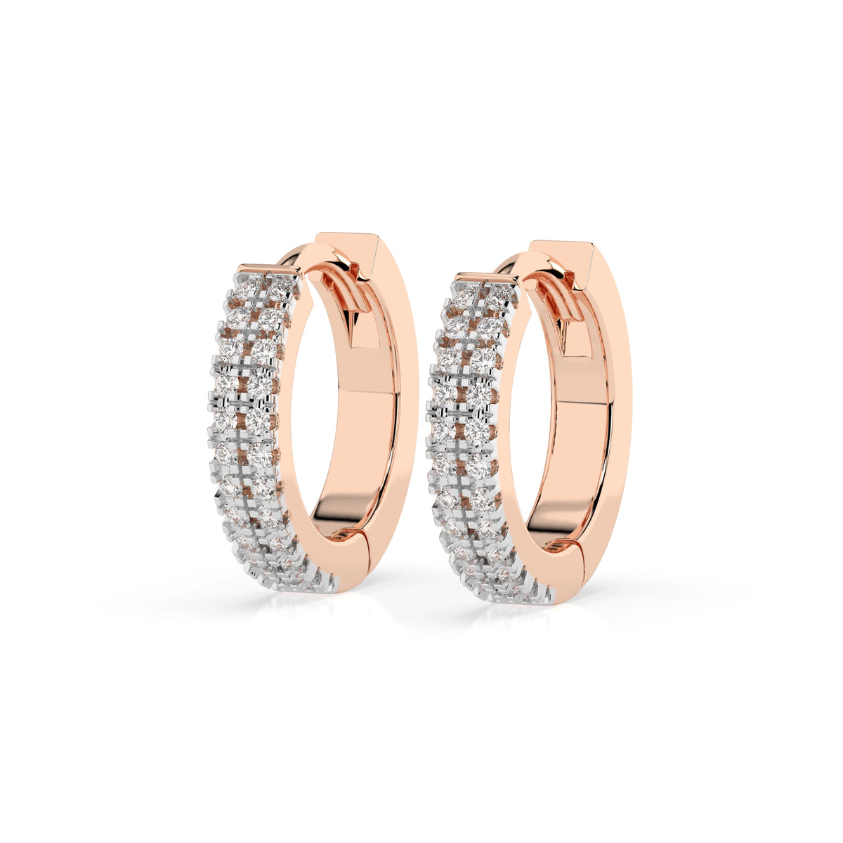 Cercei din Aur cu Diamante, Forma Rotund Briliant, 0,19 CT