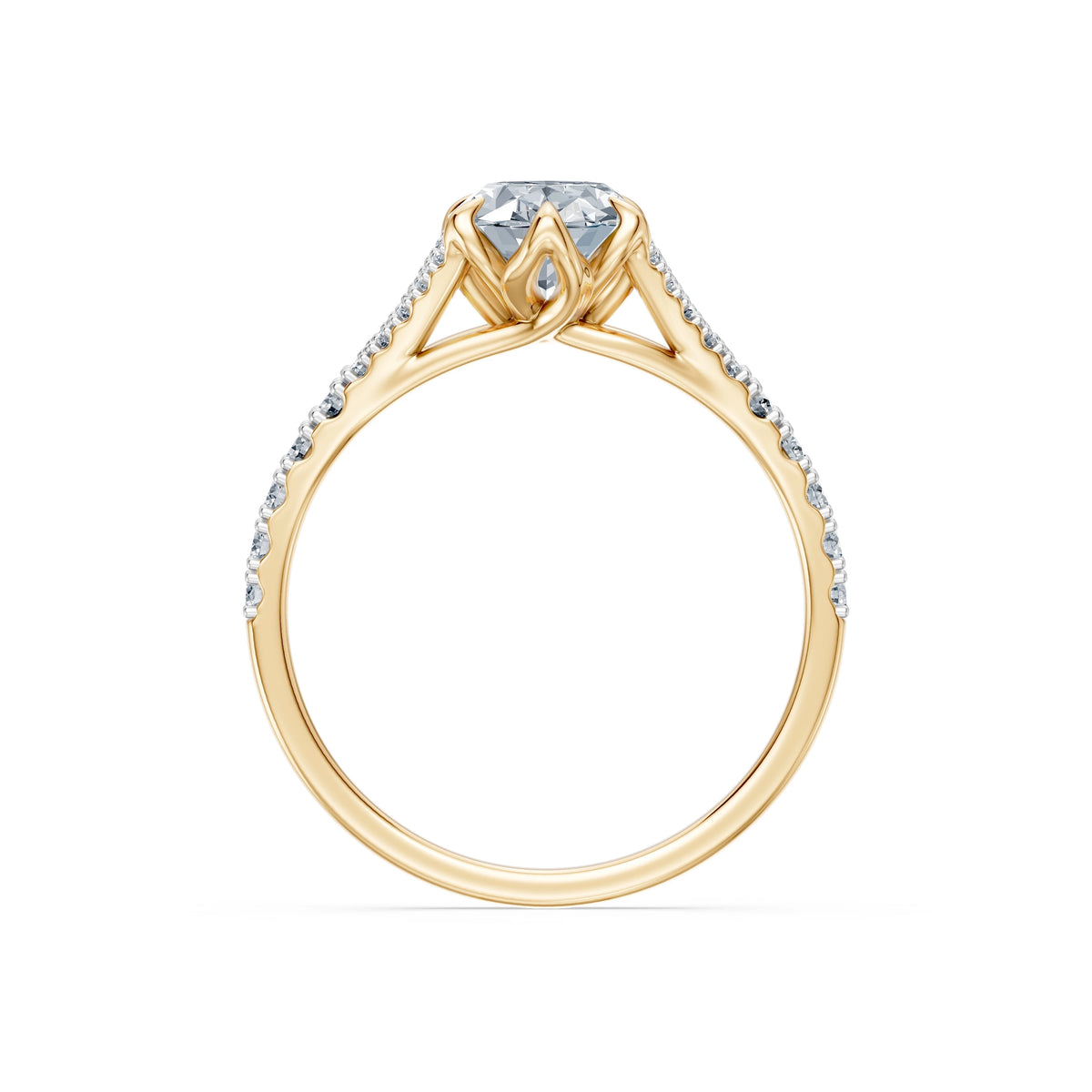 Inel de Logodnă din Aur cu Diamant Central Oval și Diamante Laterale 1,81 CT