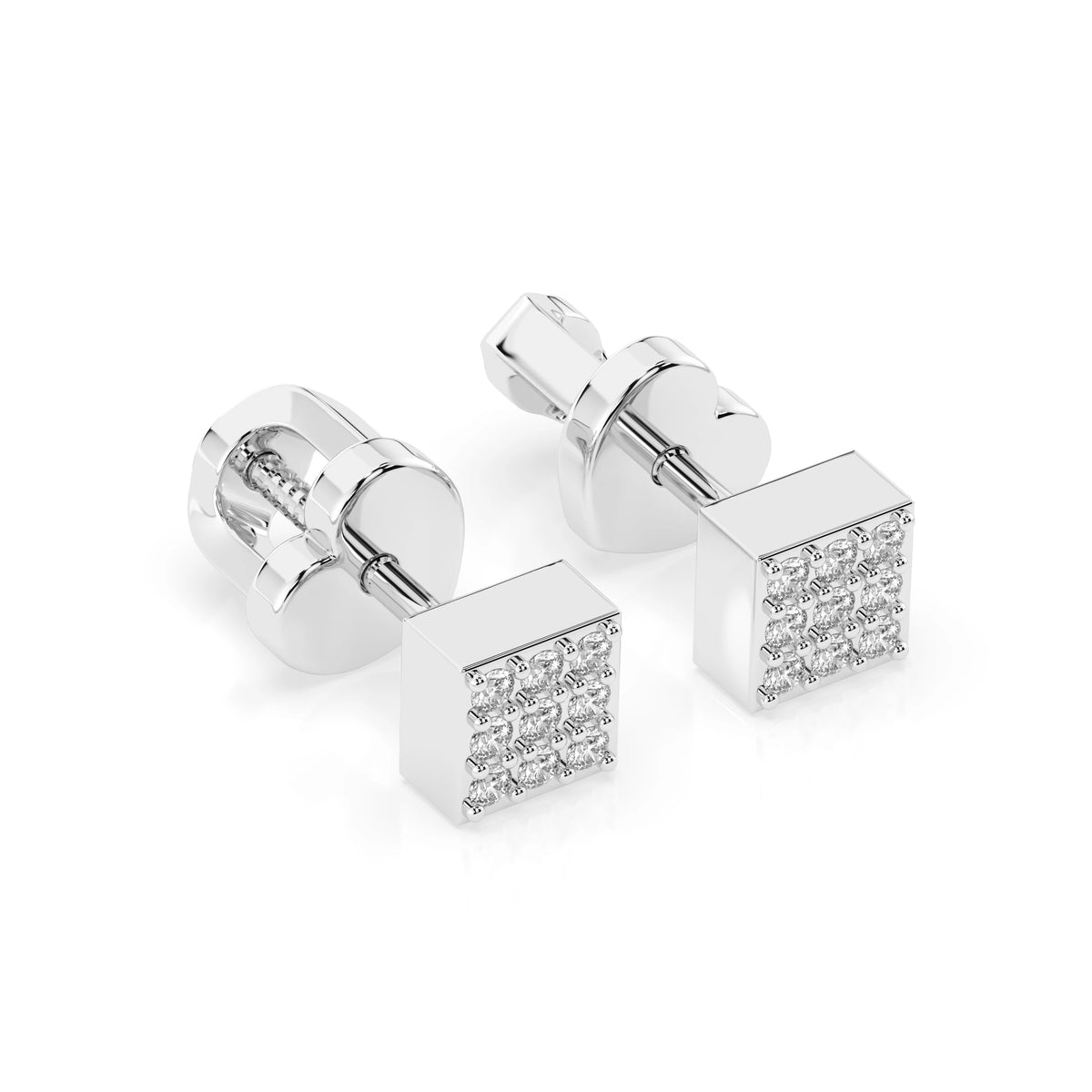 Cercei din Aur cu Diamante, Forma Rotund Briliant, 0,11 CT